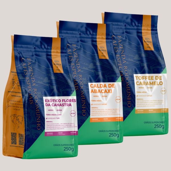 Kit Cafés Exótico Flores da canastra/Calda de abacaxi/Toffee de caramelo